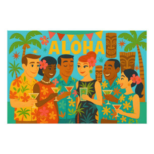 Mid Century 60s Luau Office Cocktail Party Photo Print