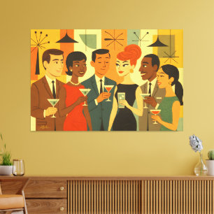 Mid Century 60s Office Cocktail Party Canvas Print