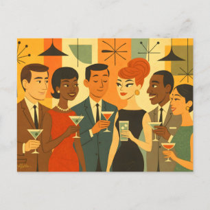 Mid Century 60s Office Cocktail Party Postcard