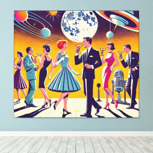 Mid Century 60s Space Age Cocktail Party Canvas Print