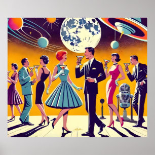 Mid Century 60s Space Age Cocktail Party Poster