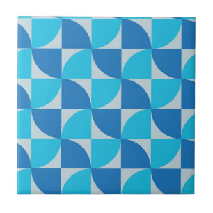 Mid century Abstract Blue and Turquoise Pattern Tile