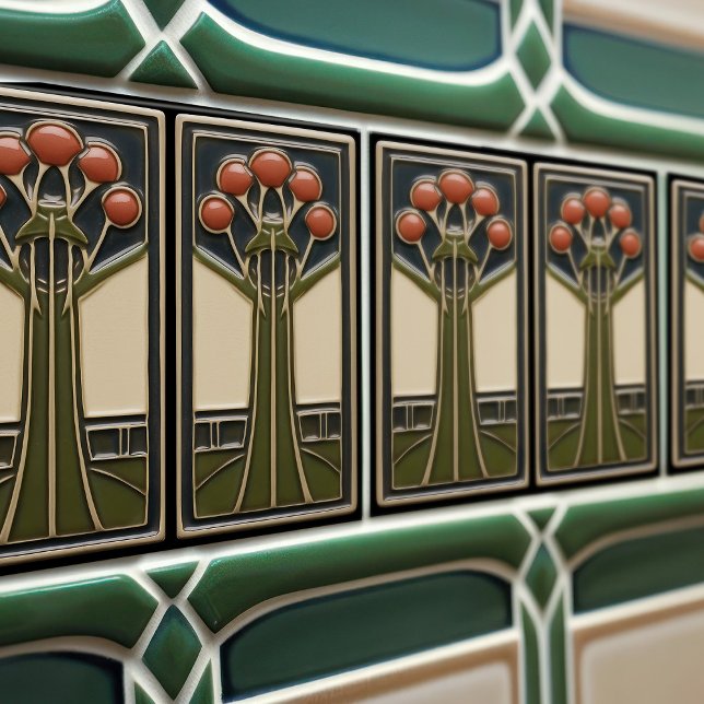 Mid-Century Abstract Florals Arts Crafts Movement Tile (Creator Uploaded)