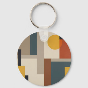 Mid Century Abstract Geometric Harmony Keychain