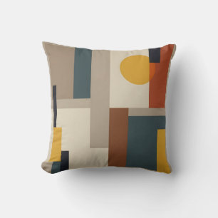 Mid Century Abstract Geometric Harmony Throw Pillow