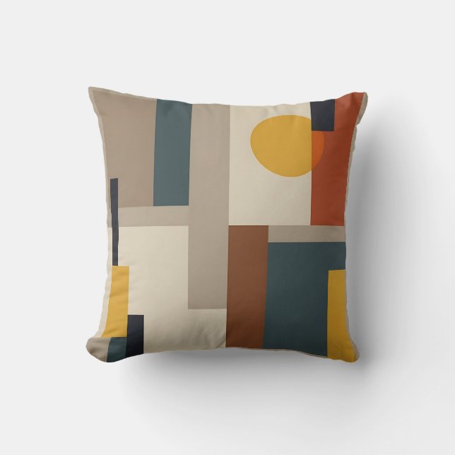 Mid Century Abstract Geometric Harmony Throw Pillow (Front)
