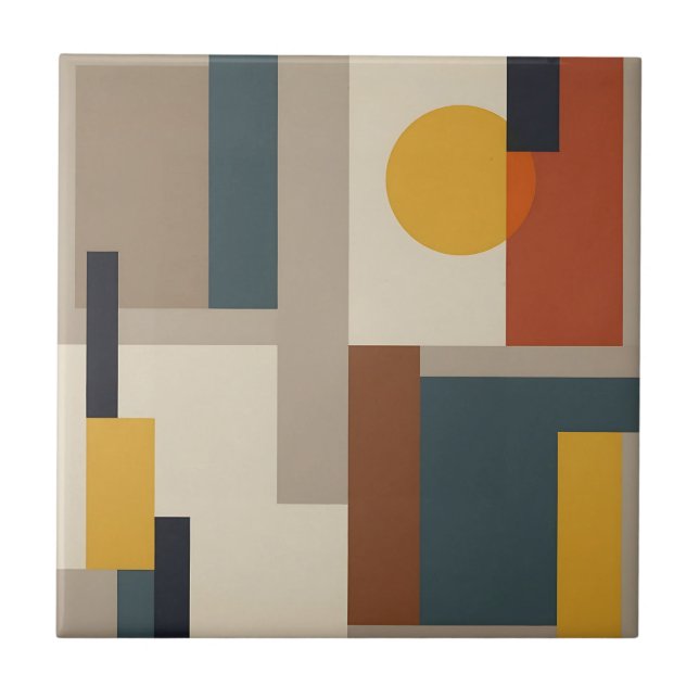 Mid Century Abstract Geometric Harmony Tile (Front)