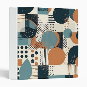 Mid Century Abstract Geometric Navy Rust Teal Binder