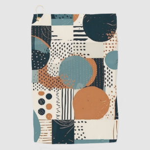 Mid Century Abstract Geometric Navy Rust Teal Golf Towel