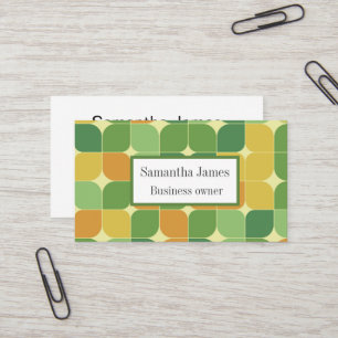 Mid Century Abstract Green Orange Yellow Custom Business Card