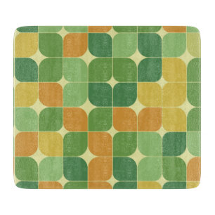 Mid Century Abstract Green Orange Yellow  Cutting Board