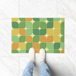 Mid Century Abstract Green Orange Yellow  Doormat