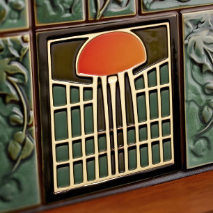 Mid-Century Abstract Jellyfish Art Deco Tile