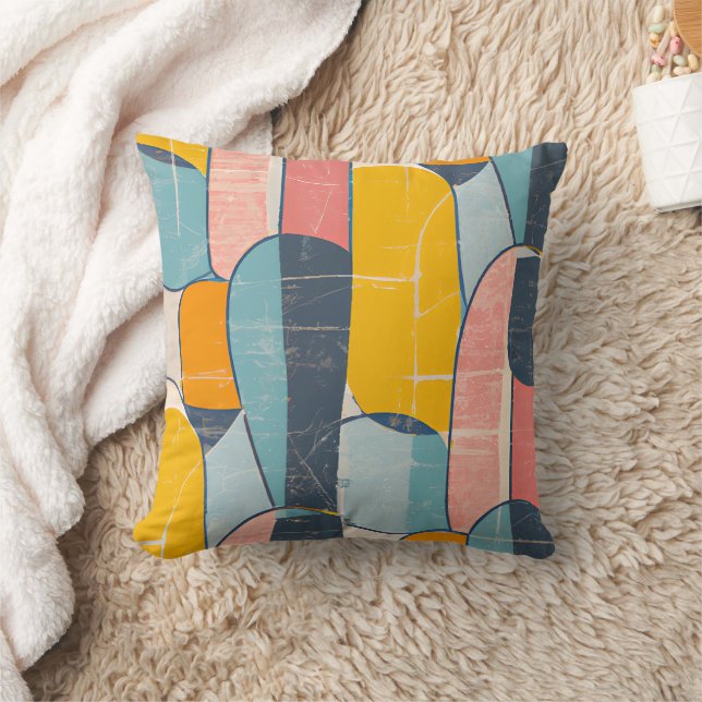 Mid Century Abstract Modern Art Throw Pillow (Blanket)