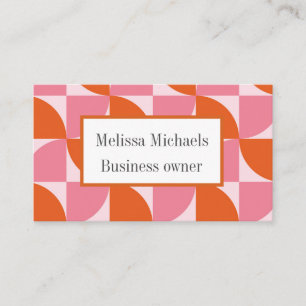 Mid century Abstract Orange and Pink Custom Business Card