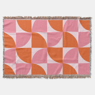 Mid century Abstract Orange and Pink Pattern    Throw Blanket