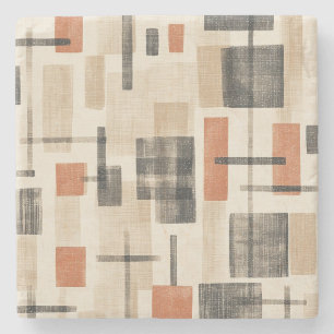 Mid Century Abstract Plaid Stone Coaster