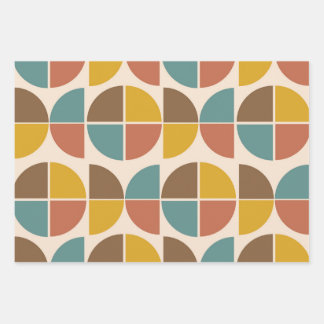 Mid Century Abstract shapes in mustard teal orange Wrapping Paper Sheet