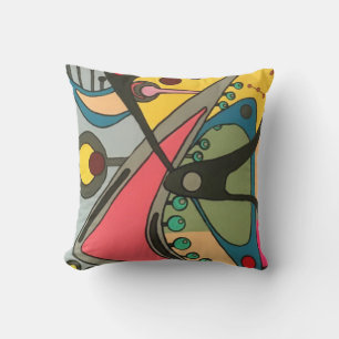 Mid-Century Abstract Talking Man painting on a Throw Pillow