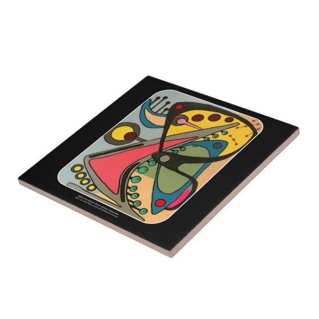 Mid-Century Abstract Talking Man painting on a Tile (Side)