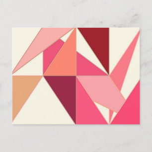 Mid Century Abstract, Triangles - Coral, Beige Postcard