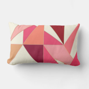 Mid Century Abstract - Triangles, Shell Pink Lumbar Pillow