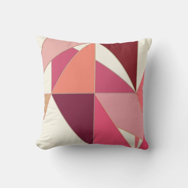 Mid Century Abstract - Triangles, Shell Pink Throw Pillow (Front)