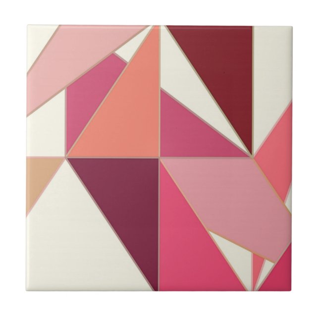 Mid Century Abstract - Triangles, Shell Pink Tile (Front)