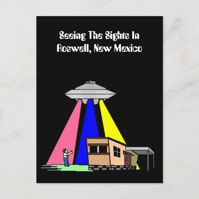 Mid-Century Alien UFO Sighting ROSWELL Postcard (Front)