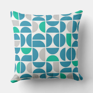 Mid Century Aquatic Tiles Throw Pillow