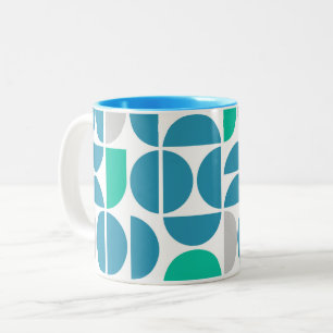 Mid Century Aquatic Tiles Two-Tone Coffee Mug