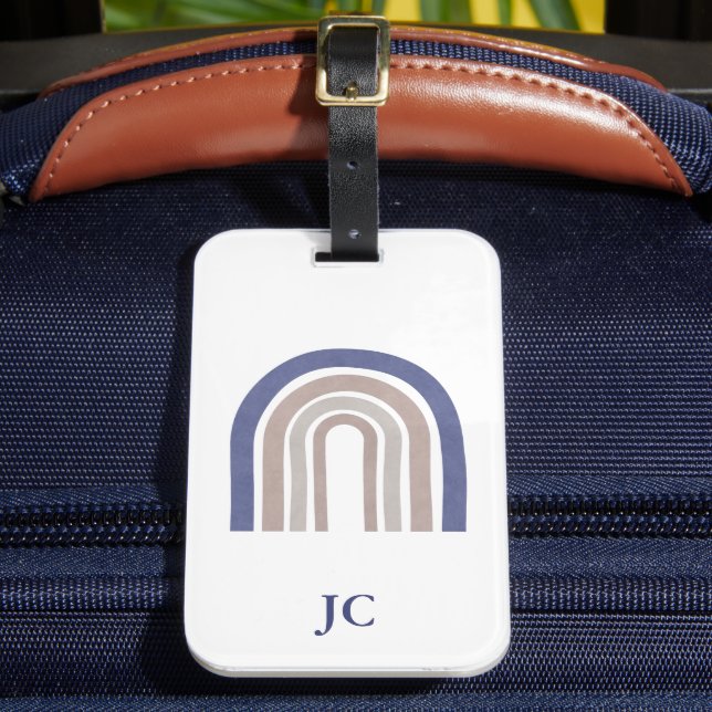 Mid Century Arches - Blue and Beige Luggage Tag (Front Insitu 2)