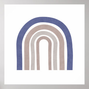 Mid Century Arches - Blue and Beige Poster