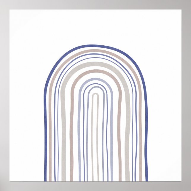 Mid Century Arches - Blue and Beige Poster (Front)
