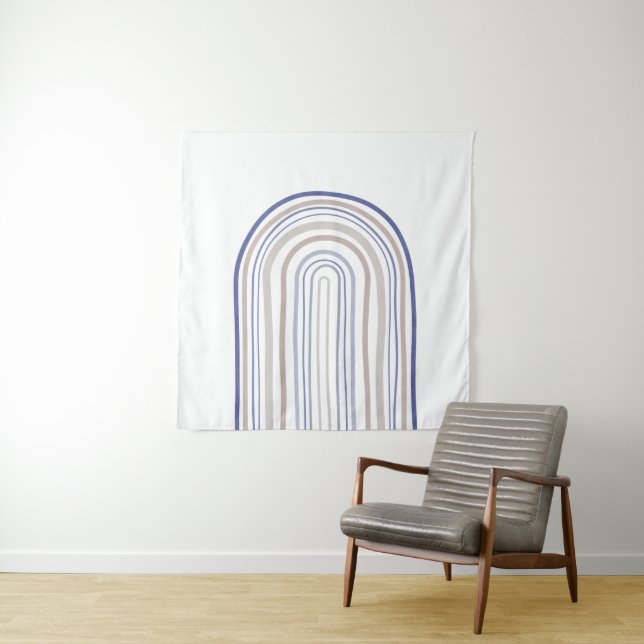 Mid Century Arches - Blue and Beige Tapestry (In Situ)
