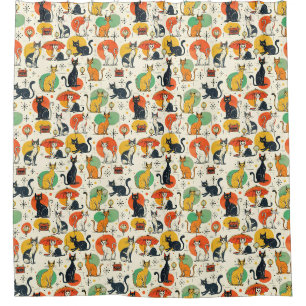 Mid-Century Atomic Age Cats Retro Pattern