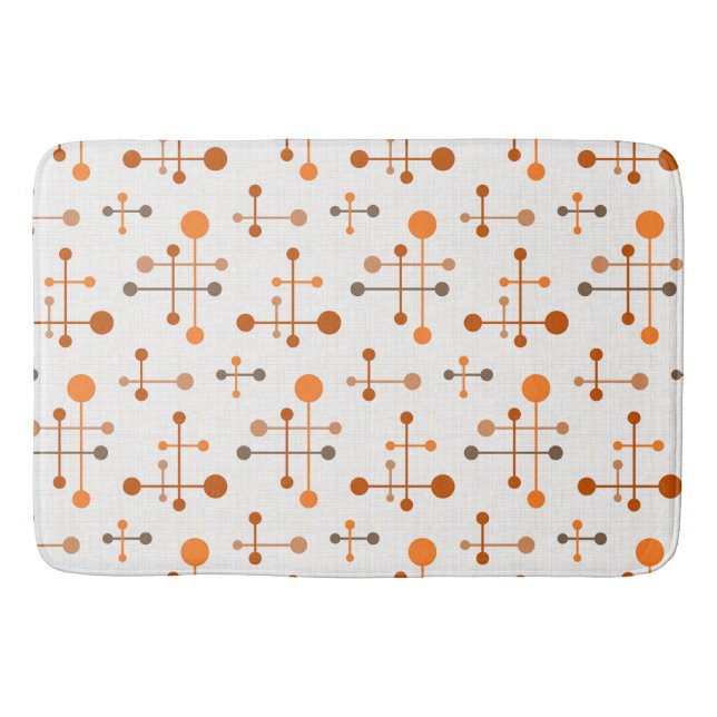 Mid Century Atomic Age Pattern 36 Orange, Brown Bath Mat (Front)