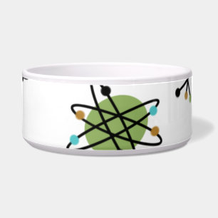 Mid-Century Atomic Ceramic Pet Bowl