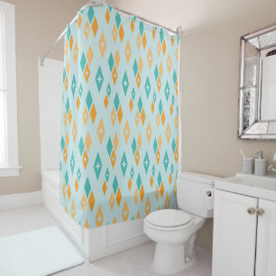 Mid Century Atomic Diamonds Aqua, Teal, Orange