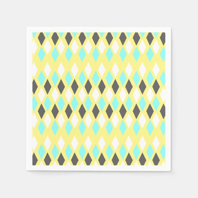 Mid-Century Atomic Diamonds on Yellow Napkin (Front)