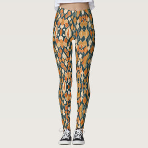 Mid Century Atomic Drops Ochre  Modern Retro  Leggings