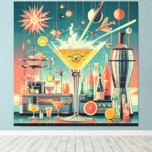 Mid Century Atomic Futuristic Citrus Martini Bar Canvas Print