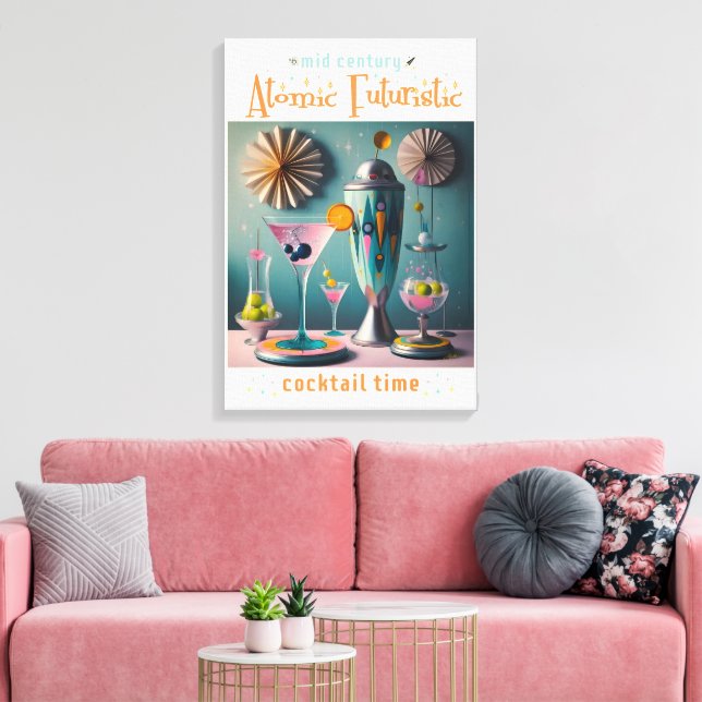 Mid Century Atomic Futuristic Cocktail Time Canvas Print (Insitu(LivingRoom))
