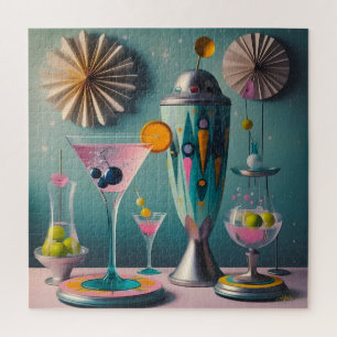 Mid Century Atomic Futuristic Cocktail Time Jigsaw Puzzle