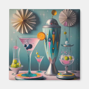 Mid Century Atomic Futuristic Cocktail Time Magnet