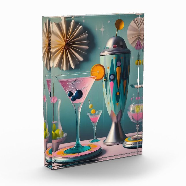 Mid Century Atomic Futuristic Cocktail Time Photo Block (Left)