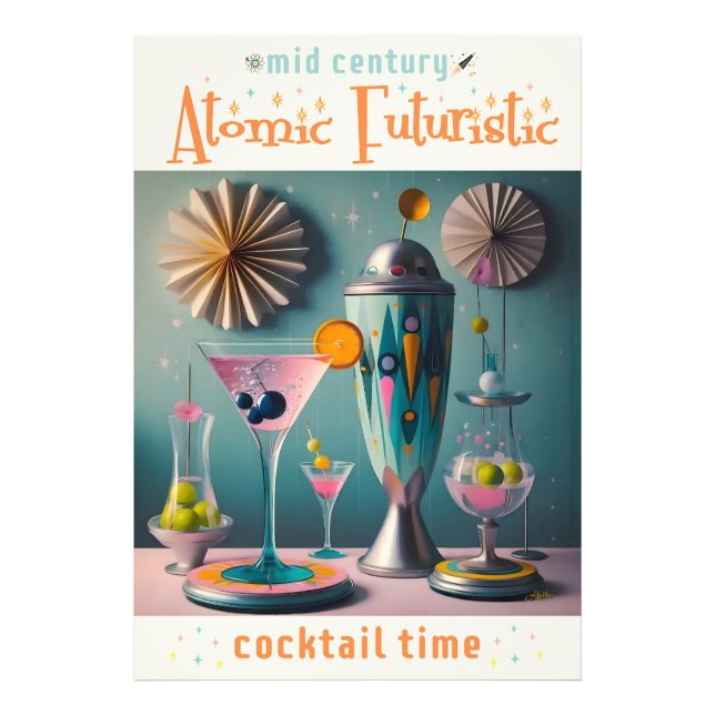 Mid Century Atomic Futuristic Cocktail Time Photo Print (Front)