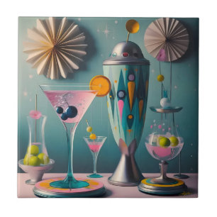Mid Century Atomic Futuristic Cocktail Time Tile