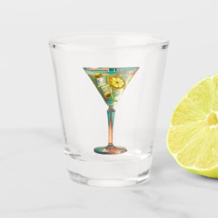 Mid Century Atomic Futuristic Lemon Olive Martini  Shot Glass