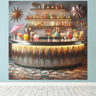 Mid Century Atomic Futuristic Party Bar Canvas Print